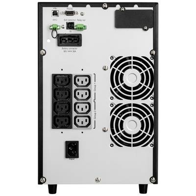 Face arrière d'un appareil électronique avec plusieurs ventilateurs, prises et connecteurs. Les composants principaux sont visibles, mais non étiquetés.