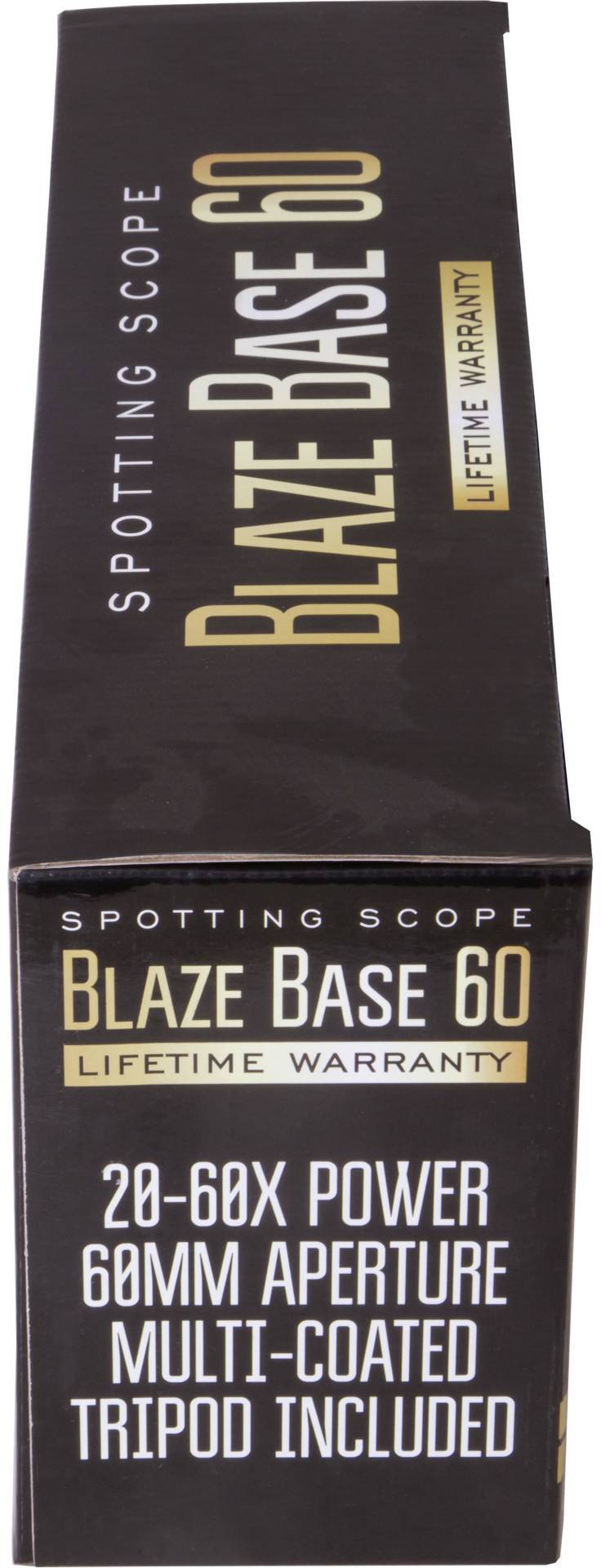 'Longue-vue Blaze Base 60, garantie à vie, grossissement 20-60x, ouverture de 60 mm, multicouche anti-reflet, trépied inclus.'