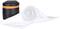 Une boule de cristal posée sur un tissu blanc à côté d'un sac noir avec une fermeture éclair orange.