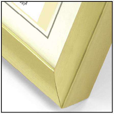 Le bord de l'image montre un cadre doré en métal dans un coin.