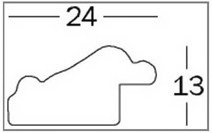 Coupe transversale d'un profil à contour irrégulier. La largeur est de 24 unités, la hauteur de 13 unités.