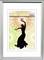 Image encadrée représentant la silhouette d'une femme dansante devant un fond floral coloré en vert et orange.