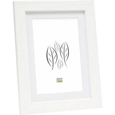 Cadre blanc montrant un motif de feuille minimaliste. Dans la partie inférieure, un petit logo coloré est visible, mais sans détails reconnaissables.