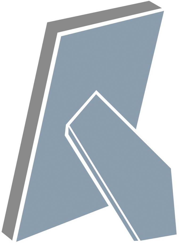 Représentation abstraite de deux formes bleues se chevauchant, avec des contours blancs et des ombres créant l'illusion de profondeur tridimensionnelle.