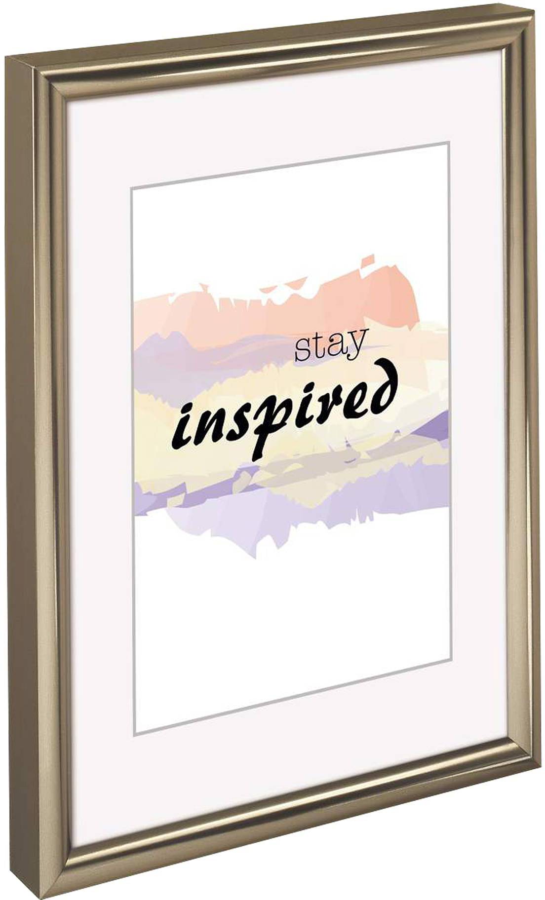 Cadre avec un fond aquarelle en couleurs pastels et texte noir : 'reste inspiré'.