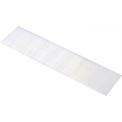 Ruban adhésif réfléchissant, long et rectangulaire, avec un motif losangé blanc en surface. Adapté aux applications de sécurité.