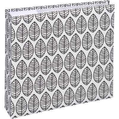 Une boîte blanche avec des motifs noirs en forme de feuilles répartis uniformément sur la surface.