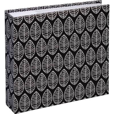 Un classeur avec un motif de feuilles noir et blanc.