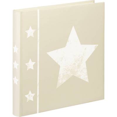 Album photo beige avec de grandes étoiles blanches sur la couverture, trois petites étoiles à gauche ; adapté pour la conservation des souvenirs.