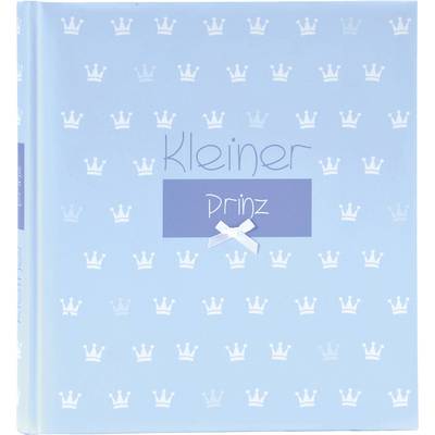 Couverture de livre bleu clair avec des motifs de couronnes blanches. Au centre, 'Petit Prince' est écrit en lettres bleues, décoré d'un petit nœud blanc.