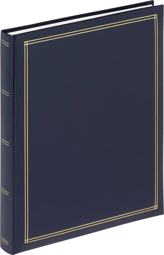 Un livre bleu foncé bordé d'or sur la couverture.