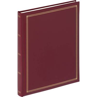 Un simple livre rouge avec des lignes dorées sur la couverture.