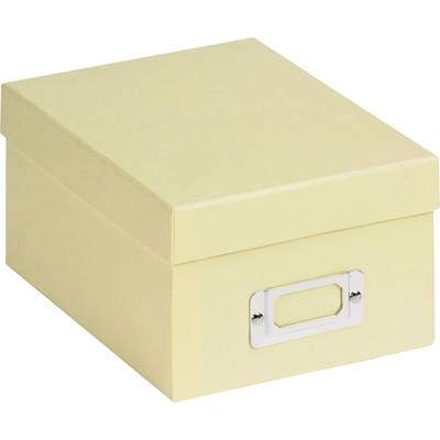 Boîte d'archives jaune avec couvercle, adaptée au rangement de documents. Élément intégral d'un système de classement organisé.