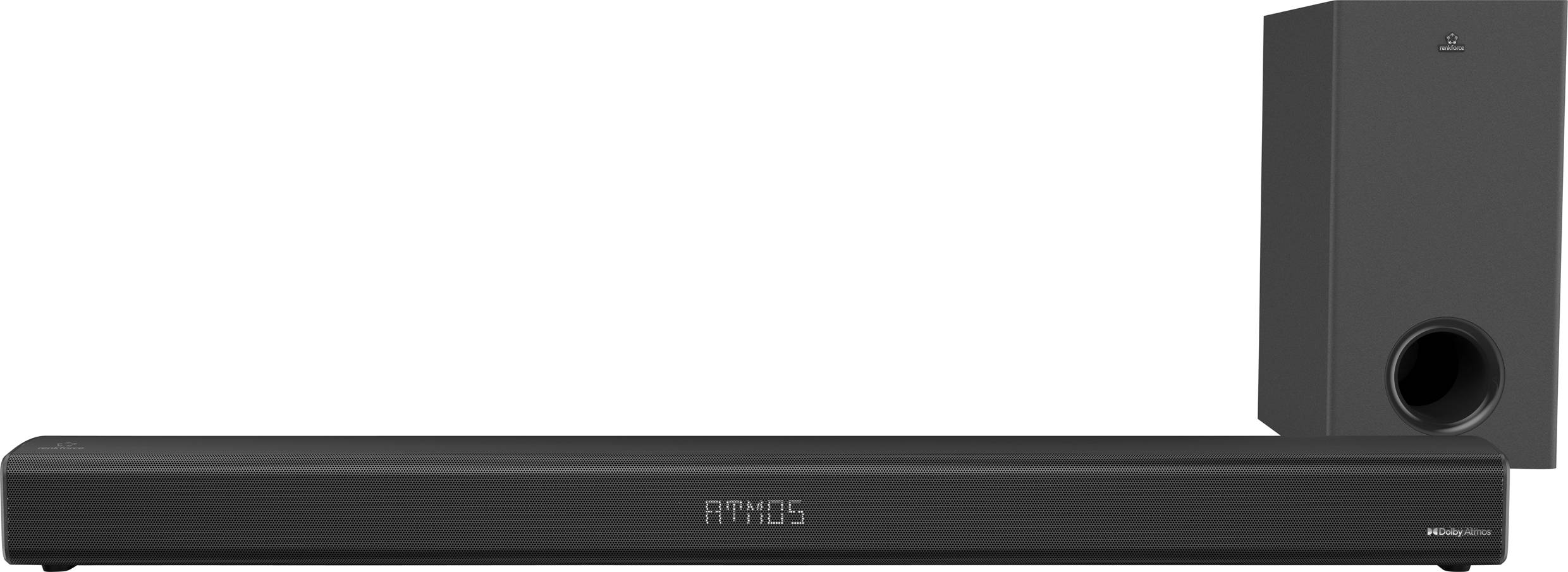 Renkforce RF-SB-301 Barre de son Dolby Atmos®, Bluetooth®, avec subwoofer sans fil, USB-1