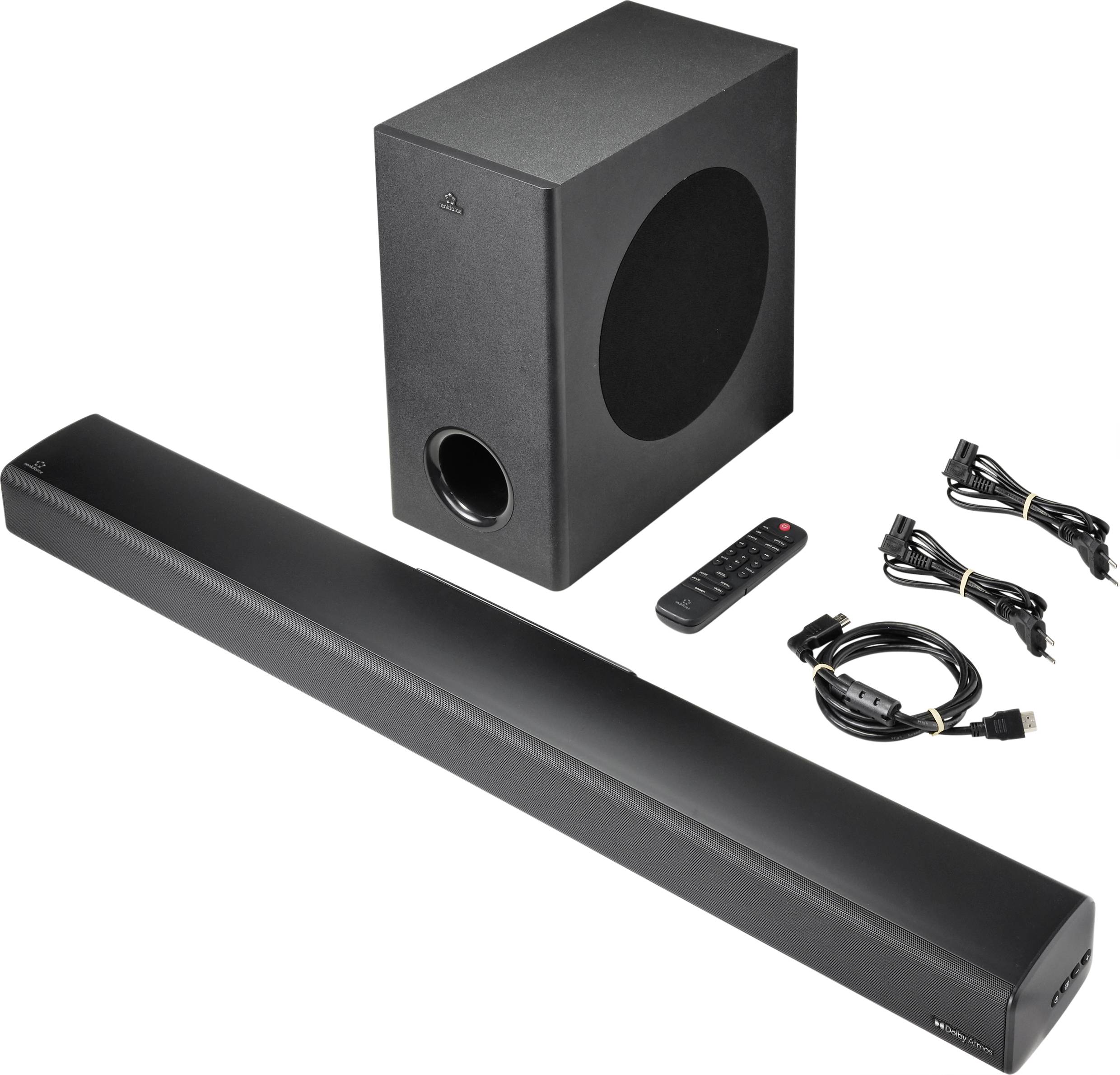 Renkforce RF-SB-301 Barre de son Dolby Atmos®, Bluetooth®, avec subwoofer sans fil, USB-8