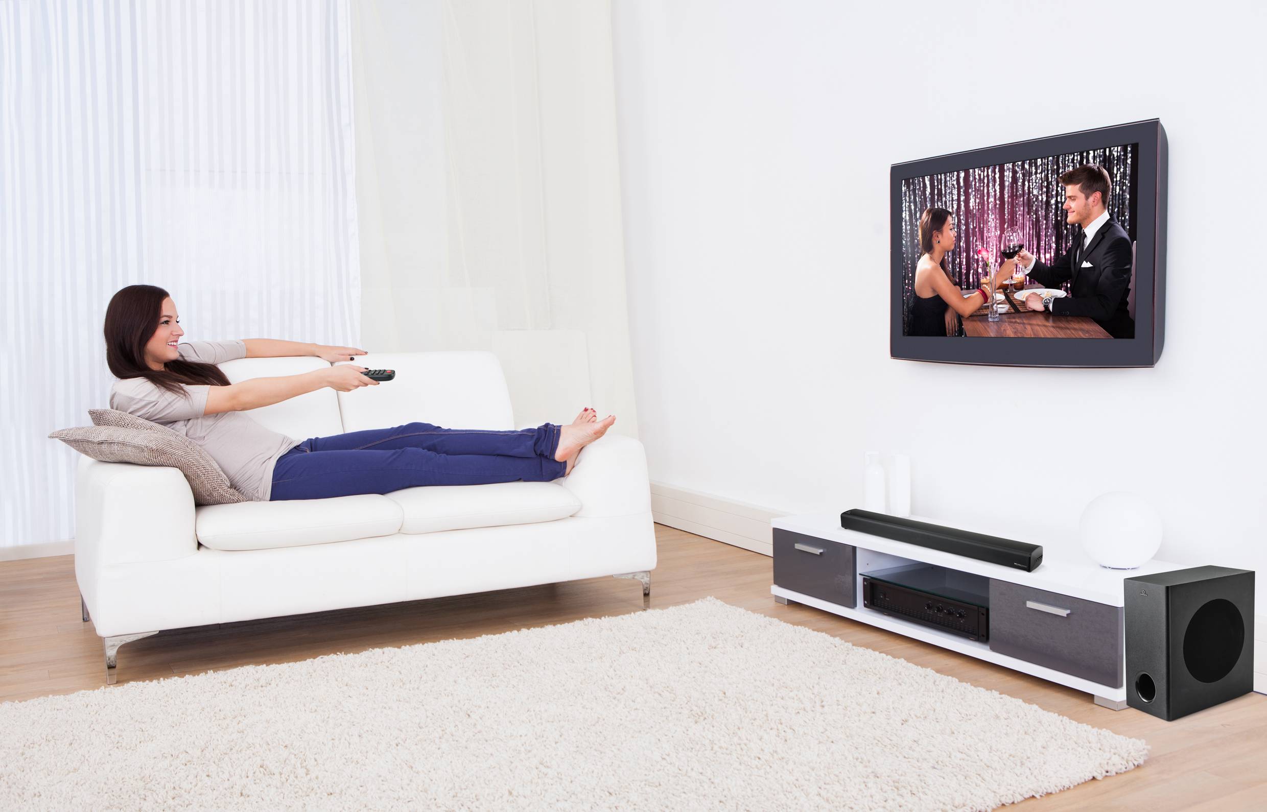 Renkforce RF-SB-301 Barre de son Dolby Atmos®, Bluetooth®, avec subwoofer sans fil, USB-9