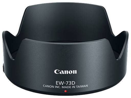 Parasoleil noir Canon EW-73D, fabriqué à Taïwan. Utilisé pour réduire la lumière parasite lors de la photographie.