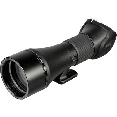 Un objectif de télescope Nikon noir avec support de trépied et bague de zoom.