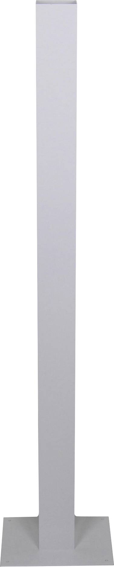 Un pilier rectangulaire, haut et étroit, d'un gris argenté, se dresse verticalement sur une base rectangulaire.