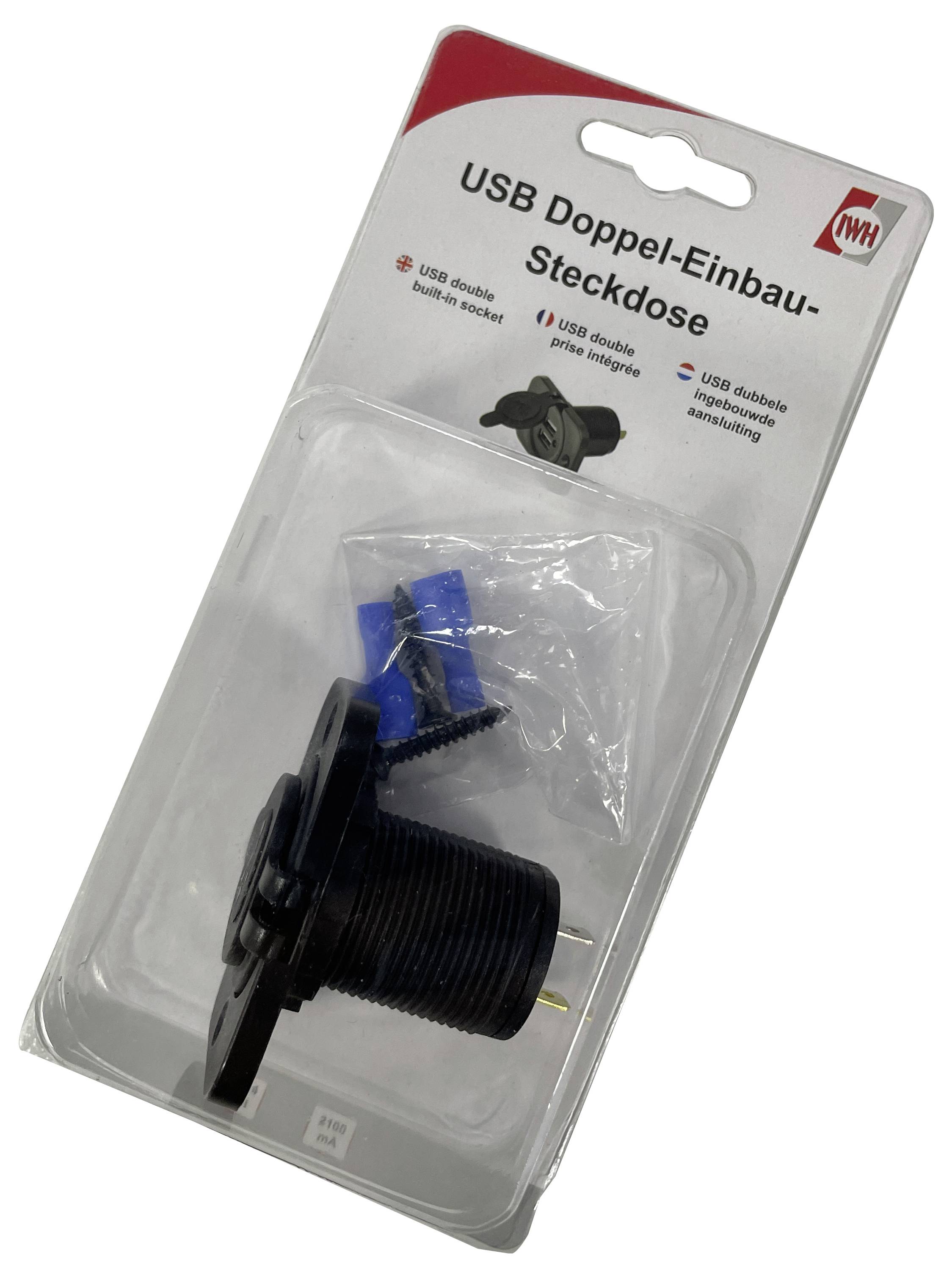 IWH Prise USB double encastrée 12/24 volts 21100 ma Charge de courant max=2.0 A 12 ou 24 V/DC-2