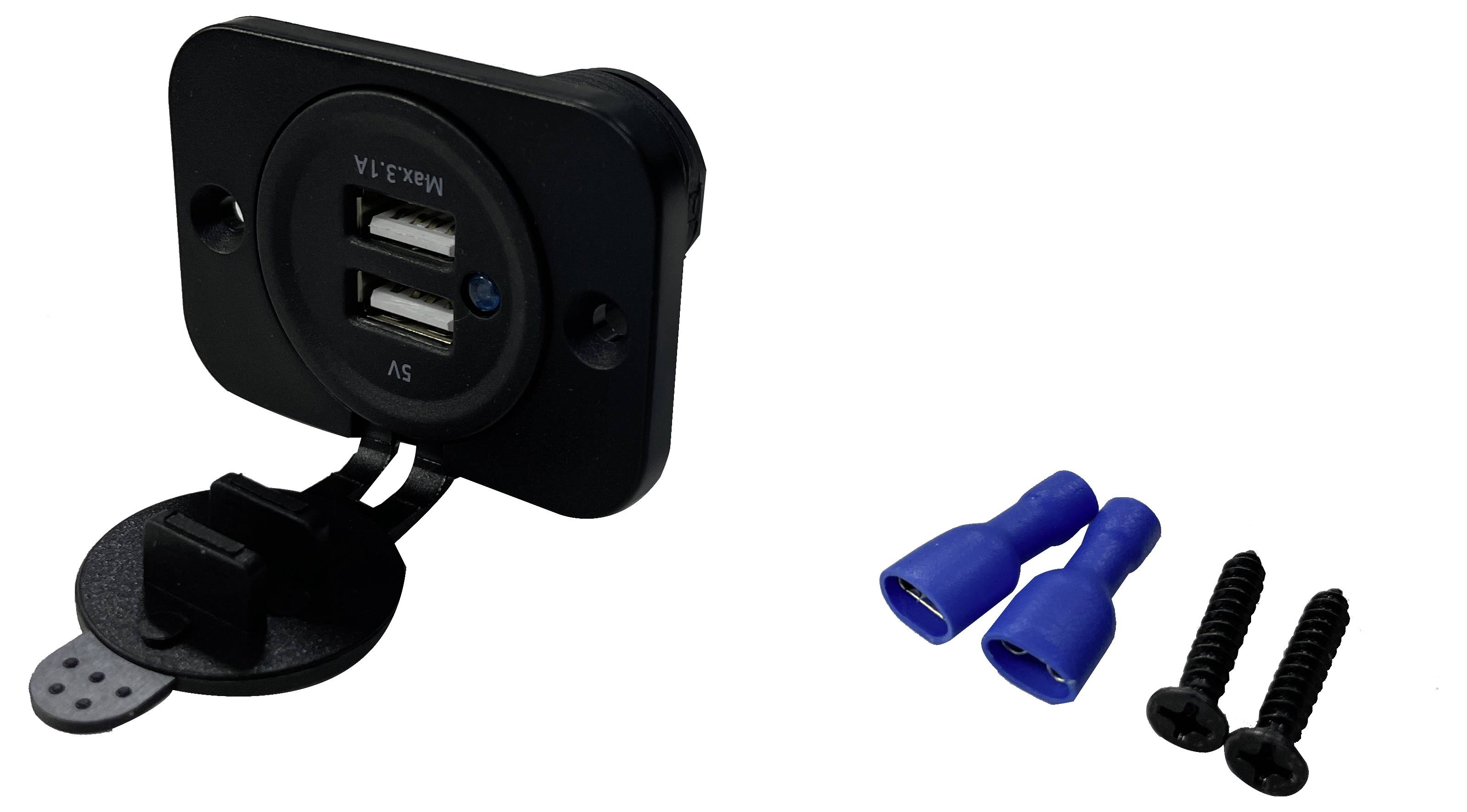 IWH Prise USB double encastrée 12/24 volts 21100 ma Charge de courant max=2.0 A 12 ou 24 V/DC-3