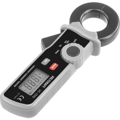Appareil de mesure numérique de courant avec pince, affichage LCD indiquant '0888', boutons de réglage, boîtier en gris et noir.