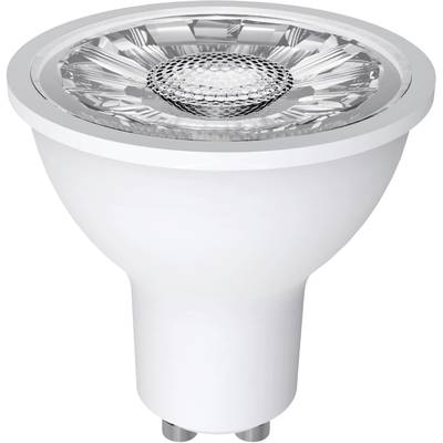 Une lampe spot LED avec surface réfléchissante et deux contacts enfichables en bas. Idéale pour un éclairage directionnel dans les espaces de vie.