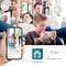 Un garçon utilise un smartphone affichant une famille entourée d'appareils domotiques. En bas de l'image, les logos d'AvidsenHome, Alexa et Google Assistant sont visibles.
