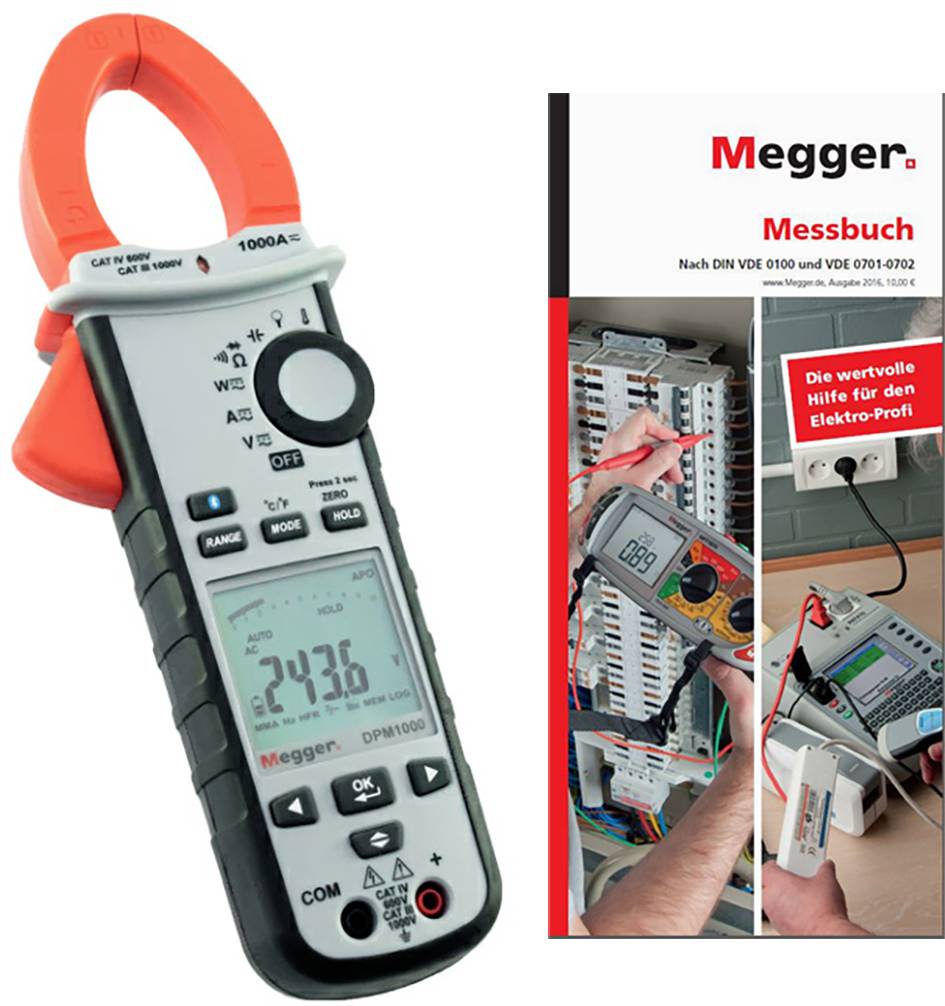 Megger DPM1000 + Messbuch Pince ampèremétrique CAT III 1000 V, CAT IV 600 V