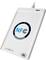 Lecteur NFC blanc avec port USB et symbole 'NFC' bleu sur la face avant.