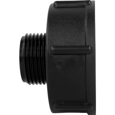 Pièce cylindrique noire en plastique avec filetage.