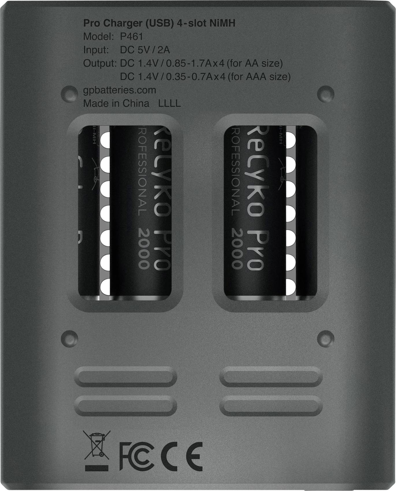 GP GPRCPCH461U952 Chargeur de piles rondes NiMH LR03 (AAA), LR6 (AA)-3