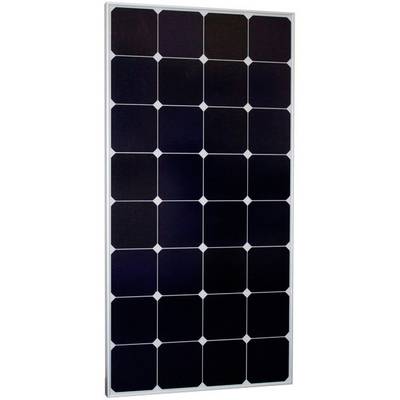 Panneau solaire noir avec 24 cellules rectangulaires dans un cadre blanc, utilisé pour convertir la lumière solaire en énergie électrique.