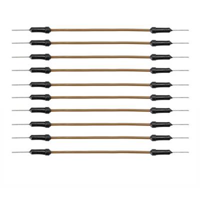 Treize résistances électriques identiques disposées en série. Chacune possède deux bornes métalliques et une partie centrale noire.