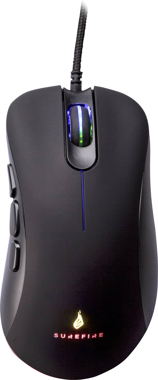 Surefire Gaming Condor Claw  Souris de gaming USB   optique noir 8 Boutons 800 dpi, 1600 dpi, 2400 dpi, 3200 dpi, 4800 dpi, 6400 dpi éclairé