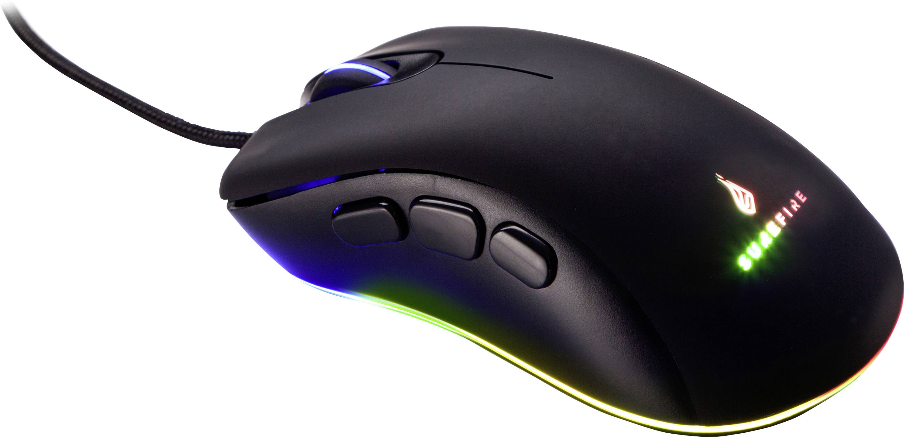 Surefire Gaming Condor Claw Souris de gaming USB optique noir 8 Boutons 800 dpi, 1600 dpi, 2400 dpi, 3200 dpi, 4800 dpi,-5