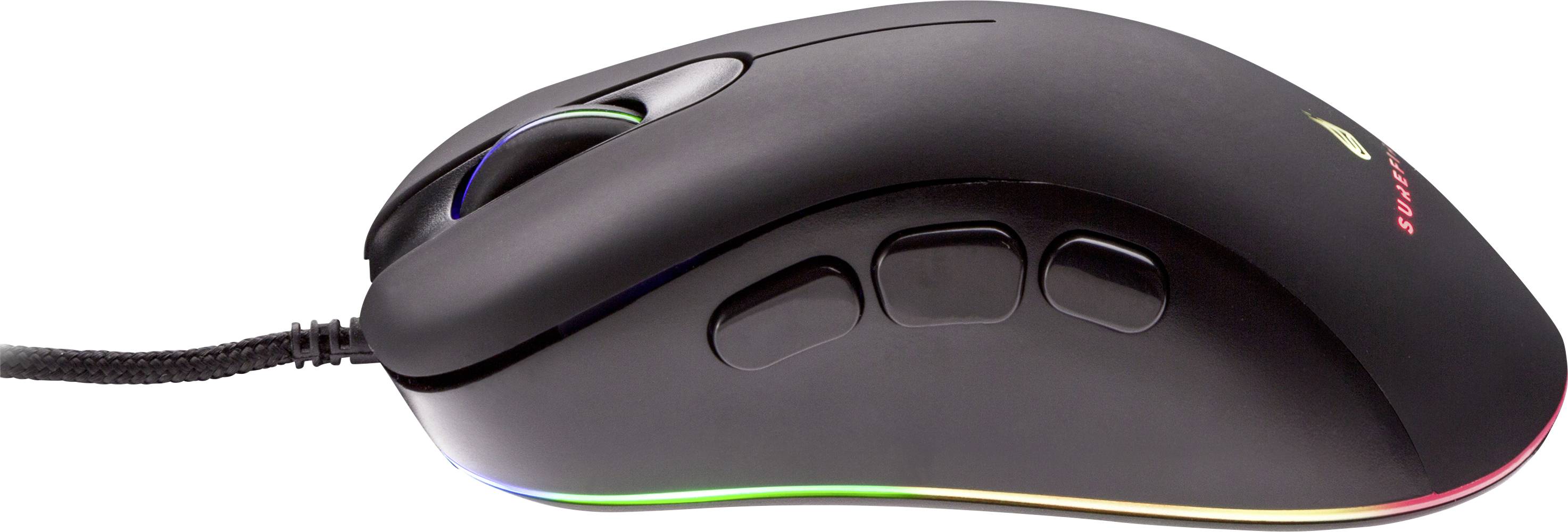 Surefire Gaming Condor Claw Souris de gaming USB optique noir 8 Boutons 800 dpi, 1600 dpi, 2400 dpi, 3200 dpi, 4800 dpi,-6