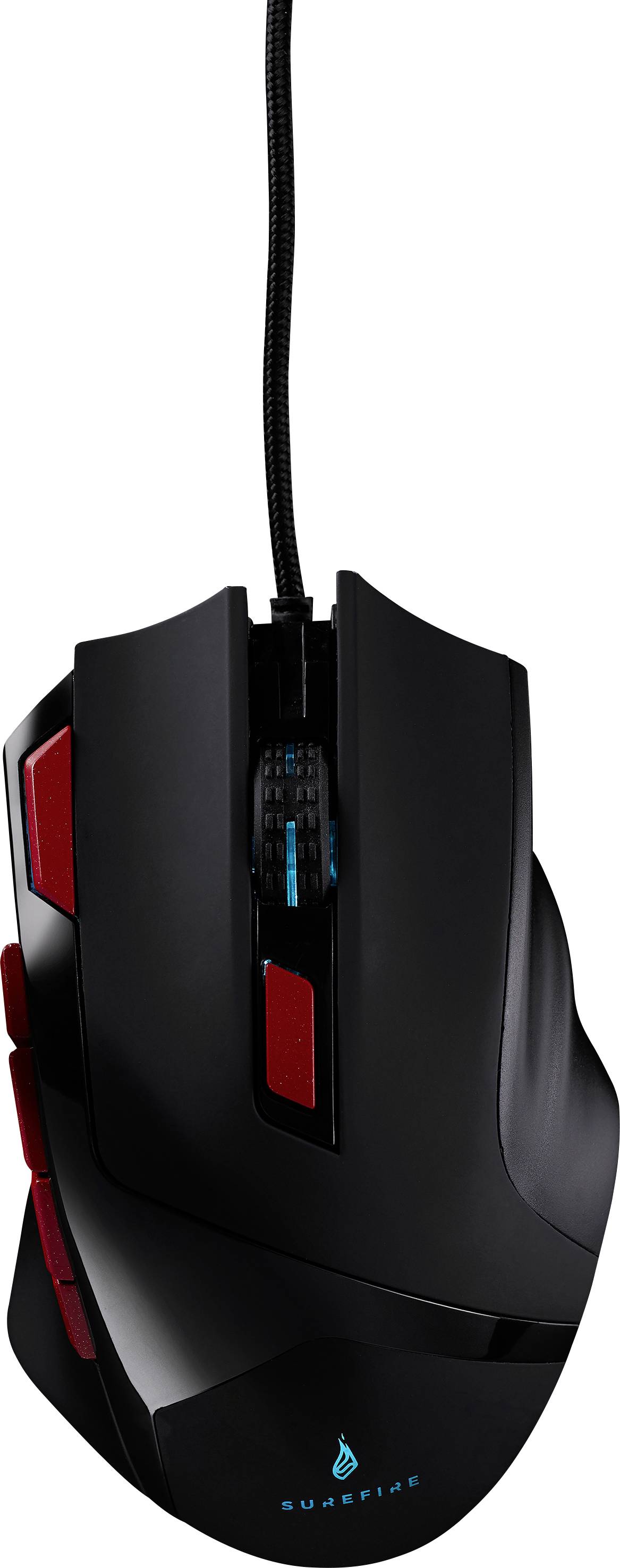 Surefire Gaming Eagle Claw Souris de gaming USB optique noir/rouge 9 Boutons 600 dpi, 800 dpi, 1200 dpi, 1600 dpi, 2400 -0