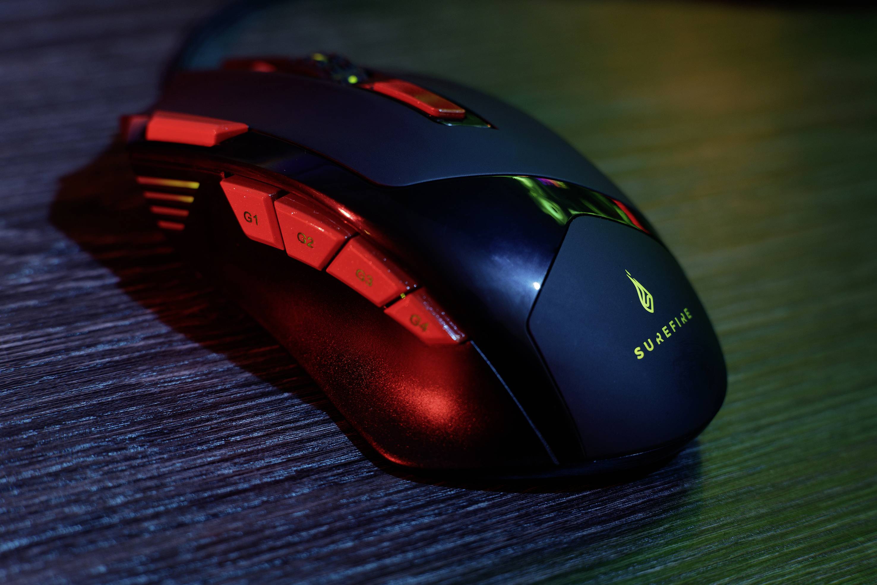 Surefire Gaming Eagle Claw Souris de gaming USB optique noir/rouge 9 Boutons 600 dpi, 800 dpi, 1200 dpi, 1600 dpi, 2400 -5