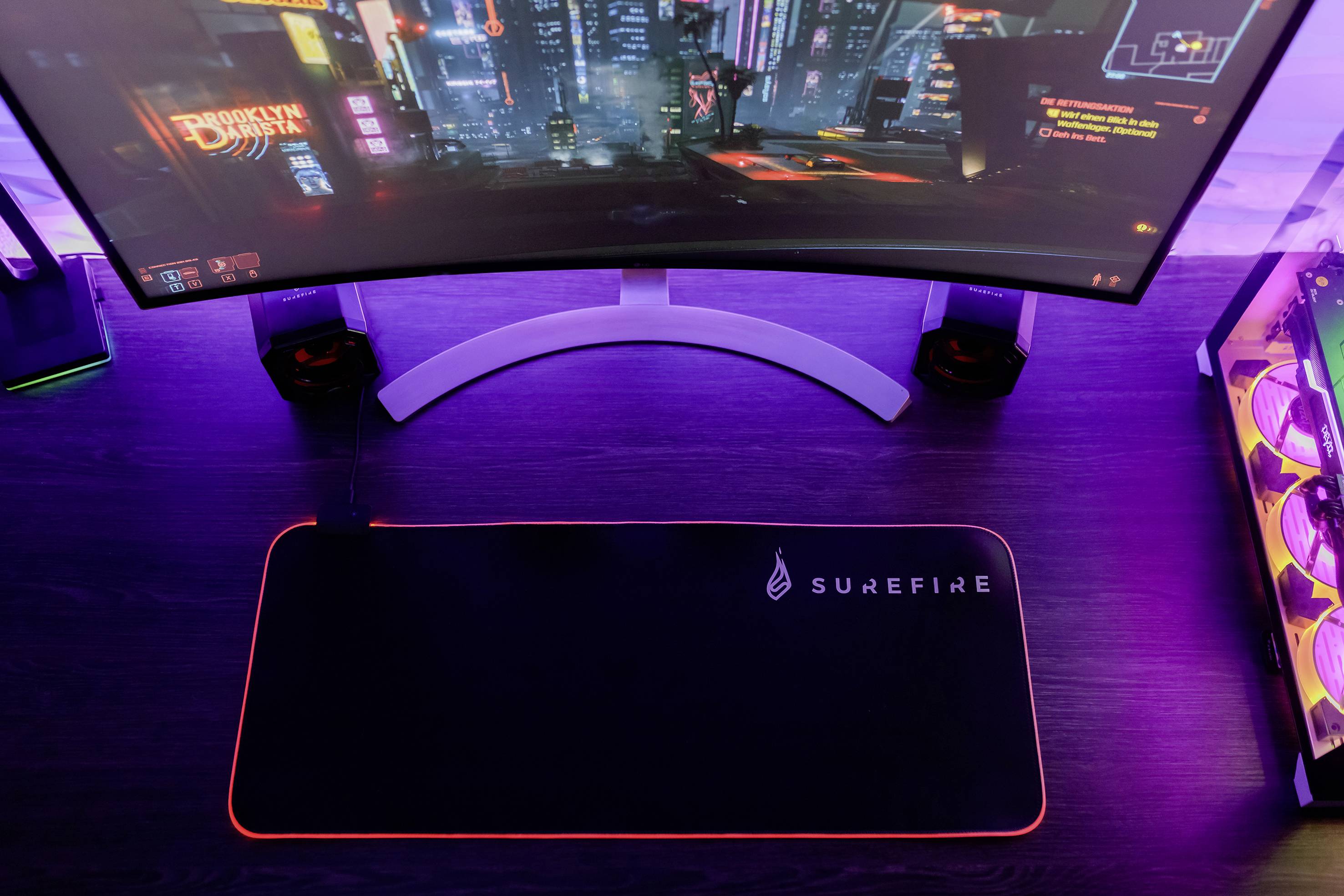 Surefire Gaming Silent Flight RGB-680 Tapis de souris de gaming éclairé noir-4