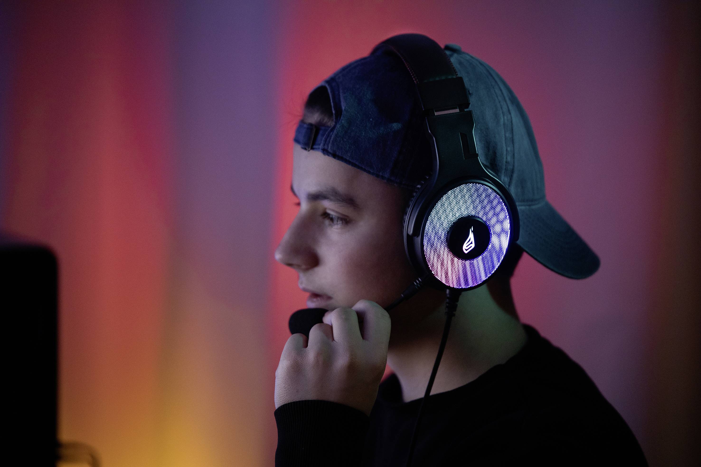 Surefire Gaming Harrier 360 Micro-casque supra-auriculaire filaire 7.1 Surround noir, carbone volume réglable, mise en s-5