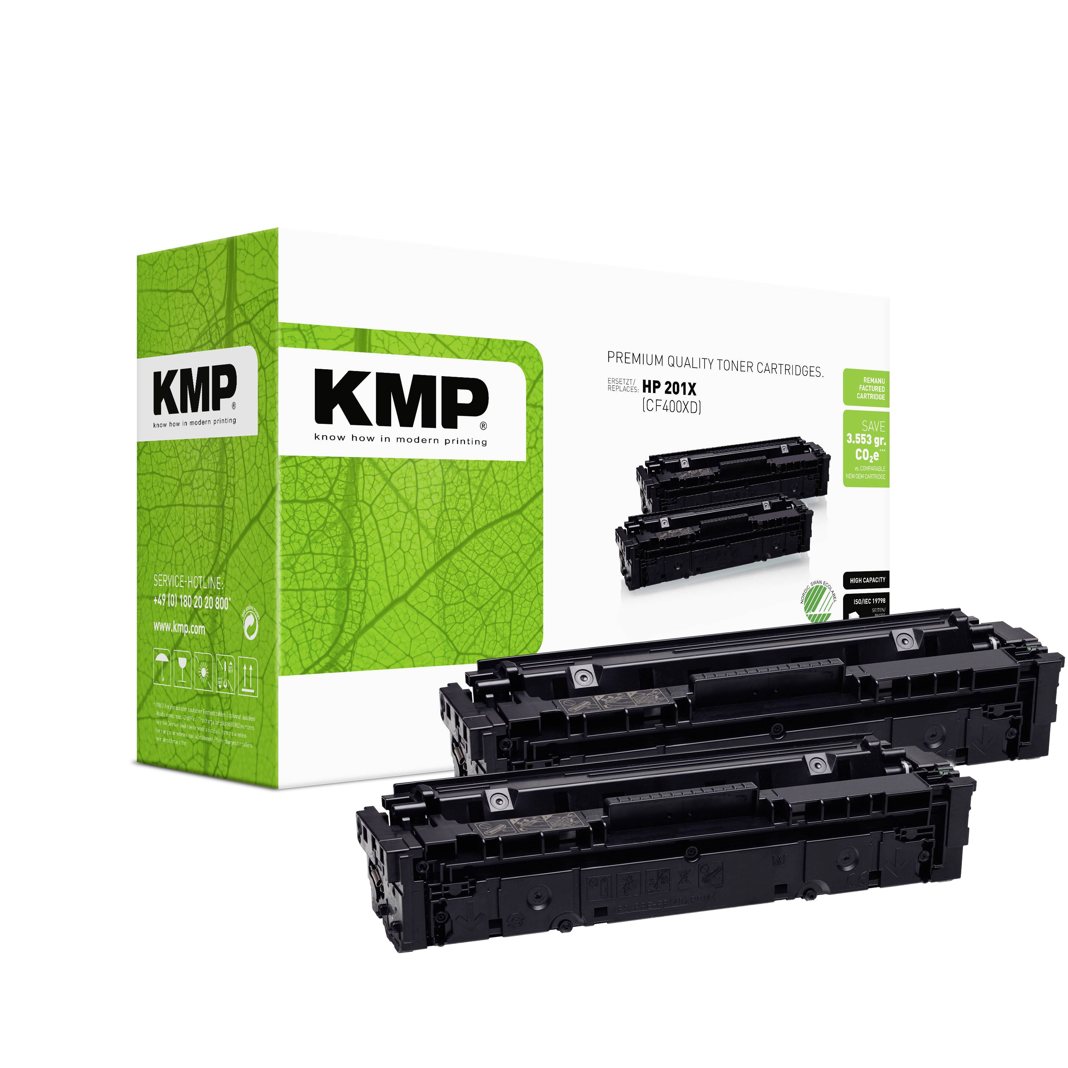 KMP Toner remplace HP HP 201X (CF400X) compatible paquet de 2 noir 2800 pages H-T215DX 2536,3021