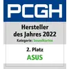 Le graphique présente un badge PCGH avec le titre 'Fabricant de l'année 2022' dans la catégorie Cartes son. ASUS occupe la 2ème place.