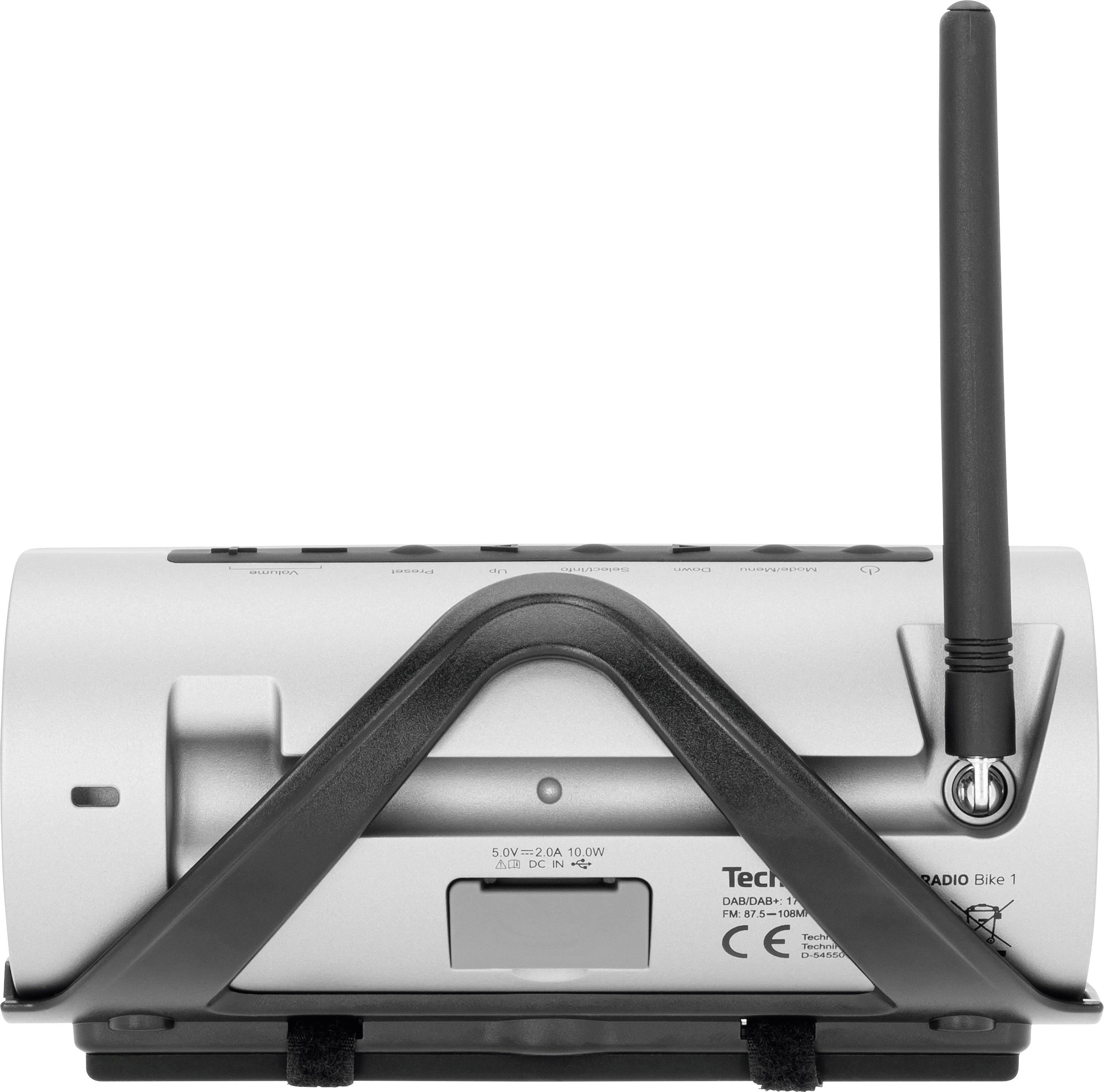 Radio portable avec antenne à l'arrière ; comprend des connexions et le marquage CE.