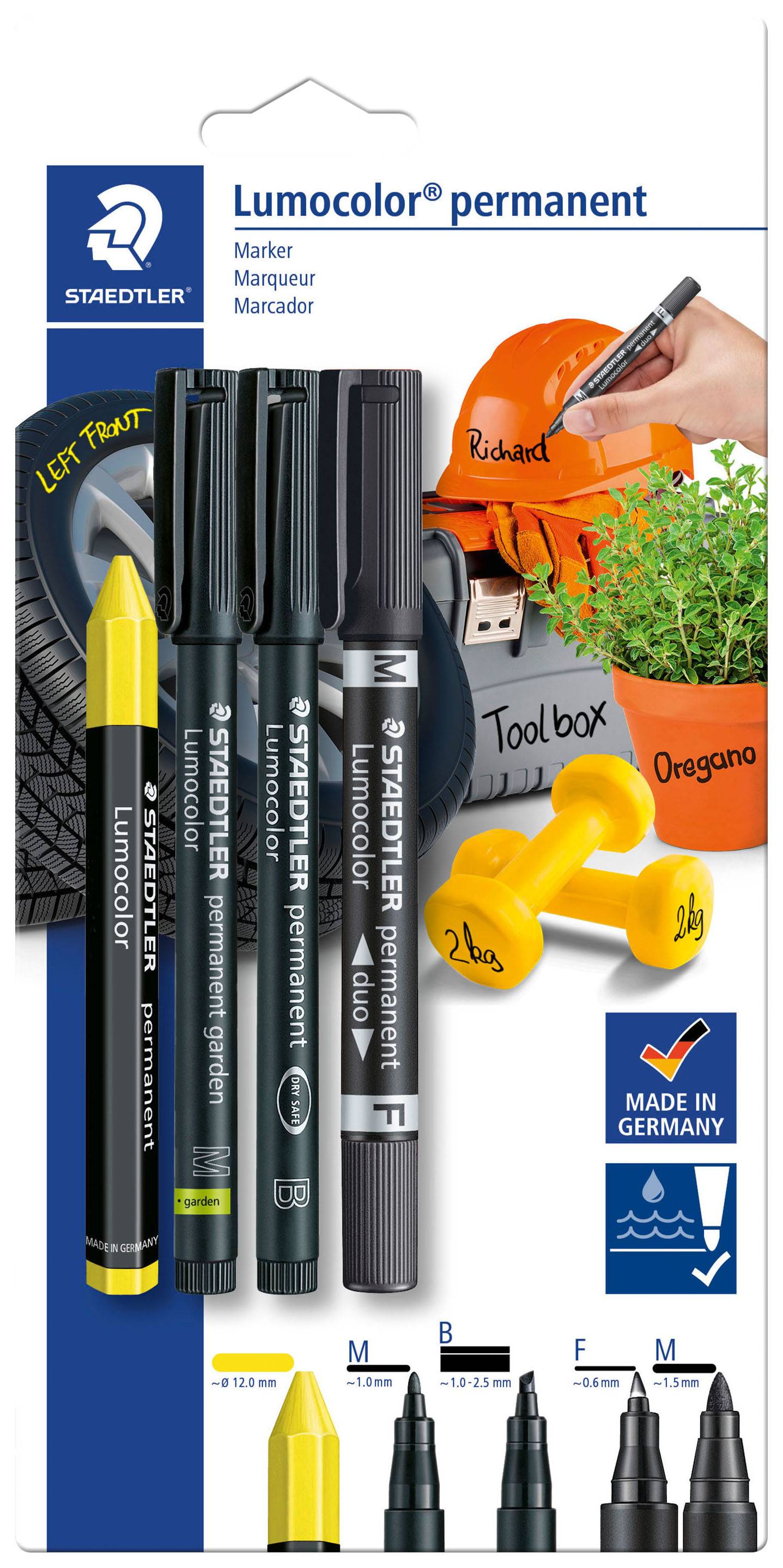 Staedtler Lumocolor 60 BK-5 Marqueur permanent noir, jaune résiste à l'eau: oui