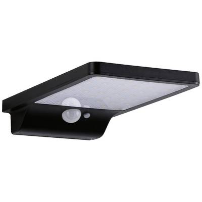 Applique extérieure LED noire avec détecteur de mouvement intégré, forme rectangulaire, adaptée à une installation murale pour un éclairage de sécurité.