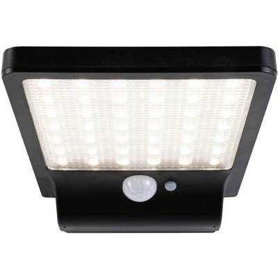 Lumière LED noire avec détecteur de mouvement, s'illuminant intensément. Idéale pour l'éclairage extérieur et les besoins de sécurité.