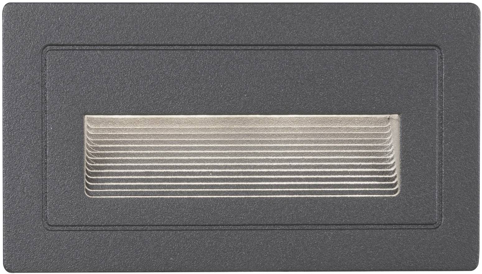 Lampe murale rectangulaire noire au design horizontal à gradins, idéale pour les espaces intérieurs ou extérieurs modernes.