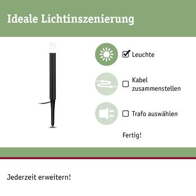 'Scénario lumineux idéal' en haut. Illustration d'un luminaire avec les étapes : 1. Luminaire, 2. Assembler le câble, 3. Sélectionner le transformateur. Terminé !