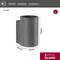 Un conteneur cylindrique gris de 170 mm de hauteur, 135 mm de largeur et 110 mm de profondeur. Caractéristiques : 9 W, IP65, garantie de 5 ans.